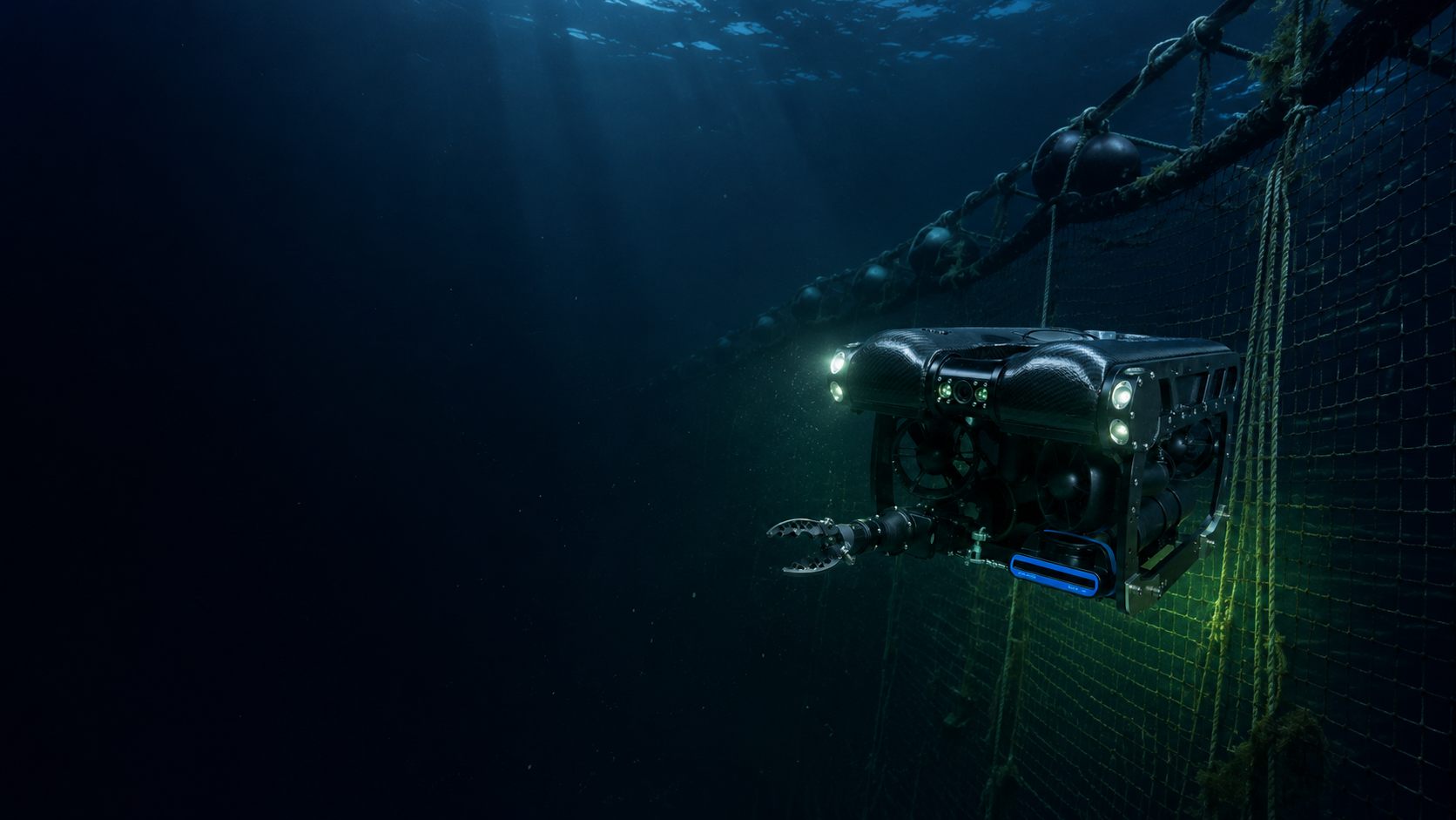 Inspección submarina con ROV de las redes y el fondeo de una jaula de cultivo — Southsea